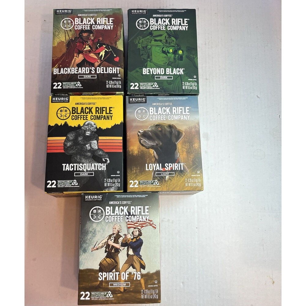Black Rifle Coffee Company Lot of 110 Cups 5 Boxes 22 Each Box Different Types
